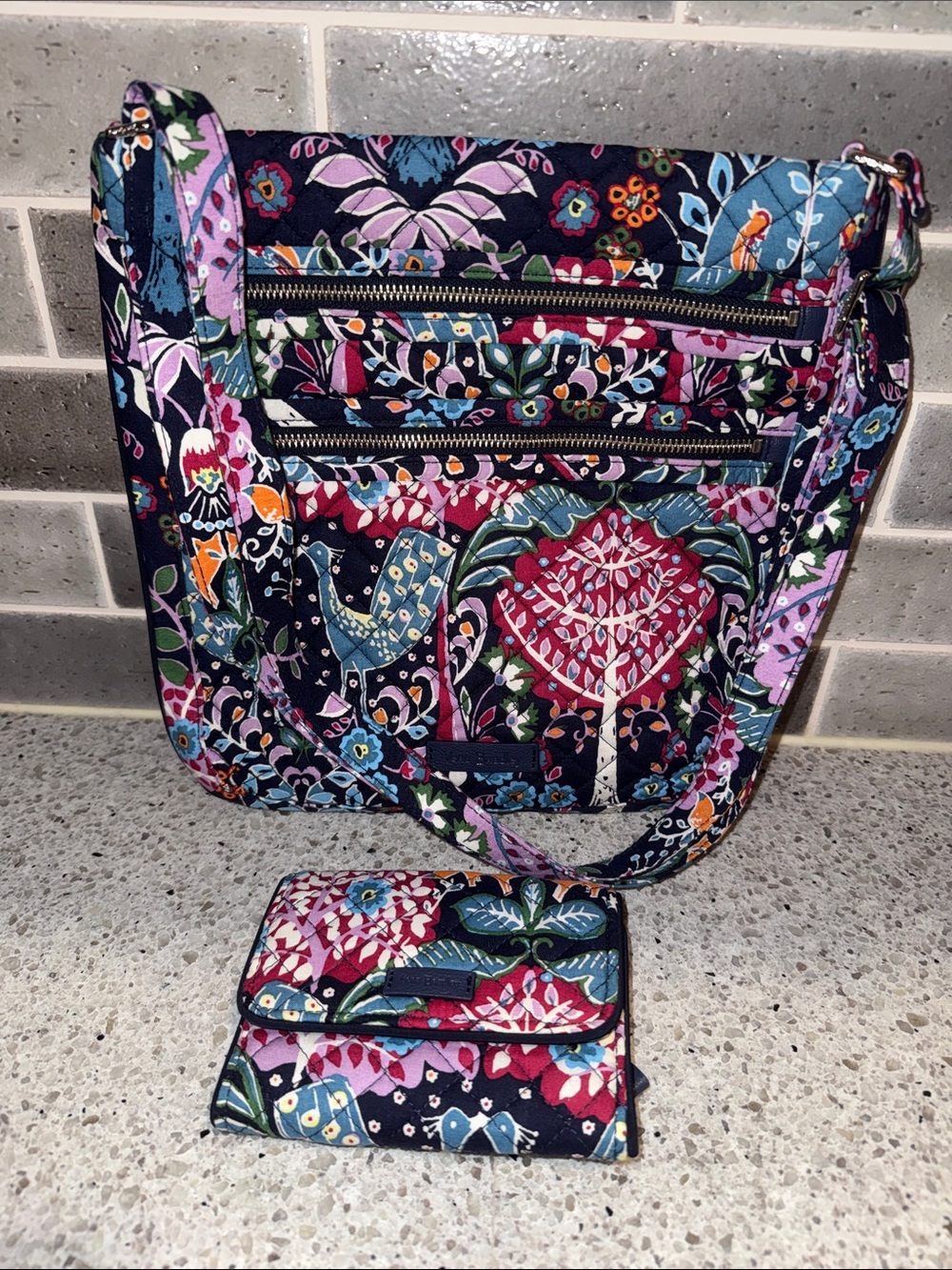Vera Bradley Triple Zip Hipster with Wallet in Fox Forest. Like New Condition